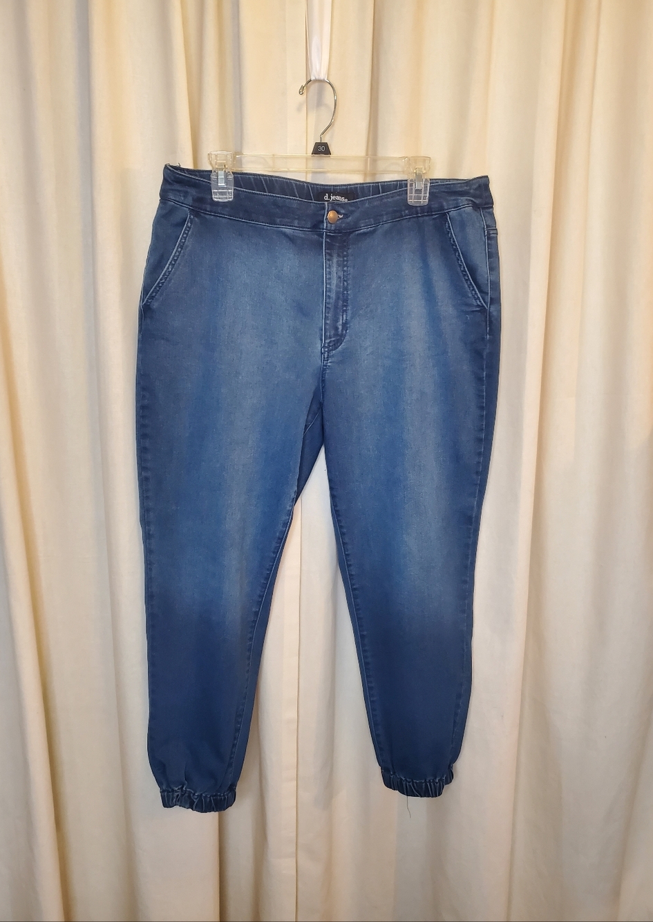 d. jeans Dark Blue Elastic Waist Jogger Denim Pants